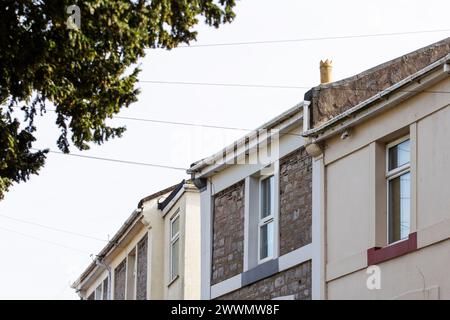 General cross section of terraced houses in working class type neighbourhood in England Stock Photo