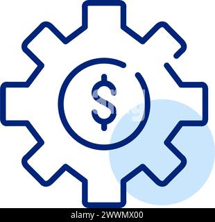 Cogwheel and dollar symbol. Financial efficiency, cost control, profit optimization and revenue management. Vector icon Stock Vector