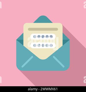 Safe new mail icon flat vector. Step safe cellular. Id dual process message Stock Vector