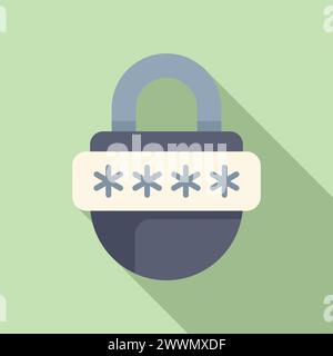 Lock online data icon flat vector. Access learning. Multi registration account Stock Vector