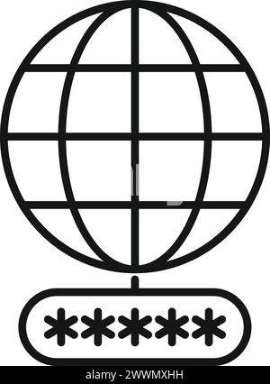 Global message alert icon outline vector. Phone safe account. Privacy screen Stock Vector