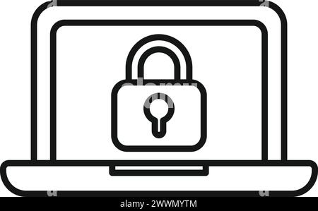 Secured online laptop icon outline vector. Message internet. Laptop process Stock Vector