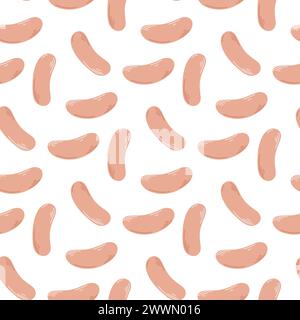 Raw meat sausages seamless pattern Stock Vector