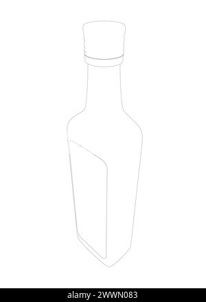 Bottle outline icon isolated on white background. Vector illustration. Bottle of red wine icon in outline style isolated on white background. Wine pro Stock Vector