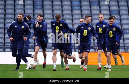 Scotland players during a training session at Hampden Park, Glasgow. Picture date: Monday March 25, 2024. Stock Photo