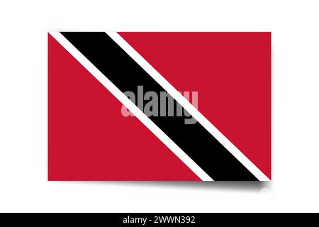 Trinidad and Tobago flag - rectangle card with dropped shadow isolated on white background. Stock Vector