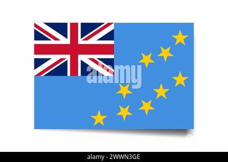 Tuvalu flag - rectangle card with dropped shadow isolated on white background. Stock Vector