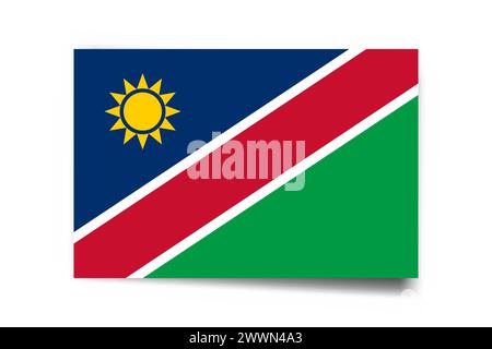 Namibia flag - rectangle card with dropped shadow isolated on white background. Stock Vector