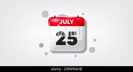 25th day of the month icon. Event schedule date. Calendar date of July 3d icon. Vector Stock Vector