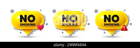No smoking tag. Stop smoke sign. Chat speech bubble 3d icons. Vector Stock Vector