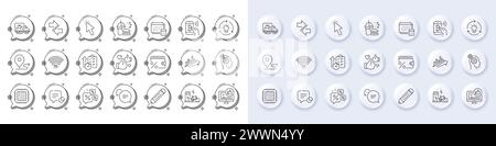 Text message, Pencil and Savings tax line icons. For web app, printing. Line icons. Vector Stock Vector