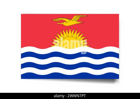 Kiribati flag - rectangle card with dropped shadow isolated on white background. Stock Vector