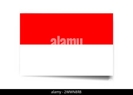 Indonesia flag - rectangle card with dropped shadow isolated on white background. Stock Vector