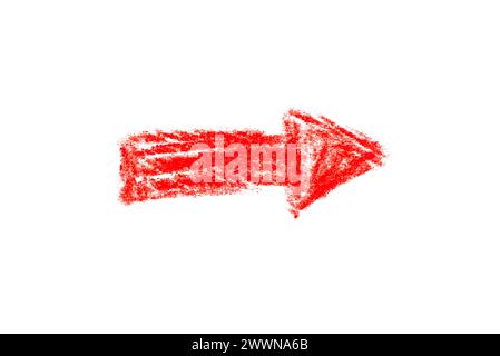 A red arrow pointing right on a white background. A symbol for illustrations, logos and graphics. Stock Photo