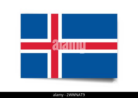 Iceland flag - rectangle card with dropped shadow isolated on white background. Stock Vector