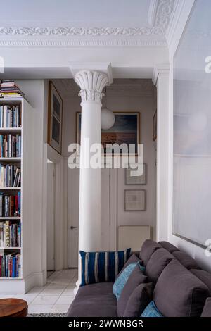 Architectural pillar in modern West London apartment, UK Stock Photo