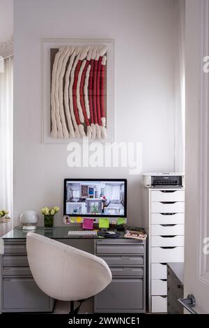 Home office in modern West London apartment, UK Stock Photo