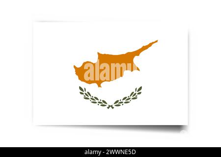 Cyprus flag - rectangle card with dropped shadow isolated on white background. Stock Vector