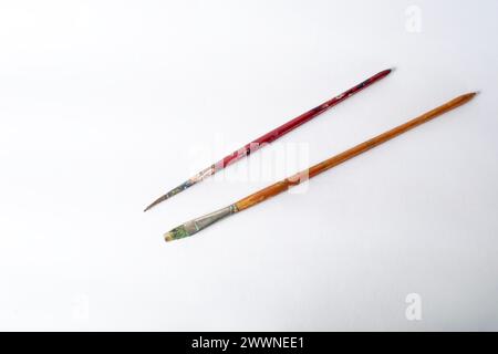 Paint brushes isolated on white background. Art concept. Stock Photo
