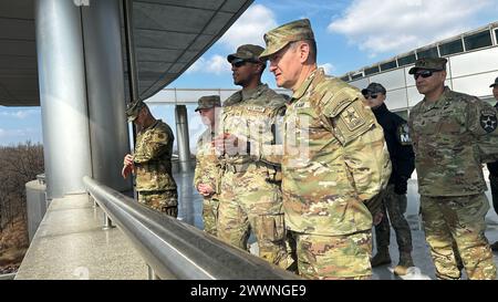 Sgt. Maj. of the Army Michael Weimer visited Soldiers at the Joint Security Area near the DMZ in South Korea, Feb. 9, 2024.  Army Stock Photo