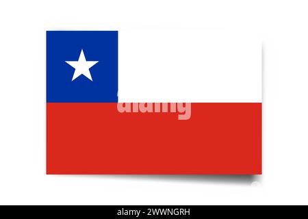 Chile flag - rectangle card with dropped shadow isolated on white background. Stock Vector
