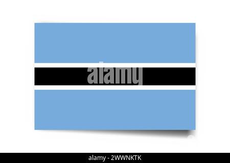 Botswana flag - rectangle card with dropped shadow isolated on white background. Stock Vector