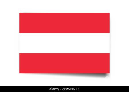 Austria flag - rectangle card with dropped shadow isolated on white background. Stock Vector