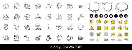 Set of Cleaning service, Dish plate and Wash hands line icons for web app. Pictogram icon Vector Stock Vector