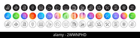 Artificial intelligence, Furniture and Car registration line icons. For web app, printing. Round icon buttons. Vector Stock Vector