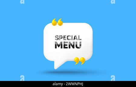 Special menu tag. Kitchen food offer. Chat speech bubble 3d icon. Vector Stock Vector