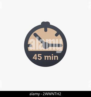The 45 minutes, stopwatch vector icon. Stopwatch icon in flat style on ...