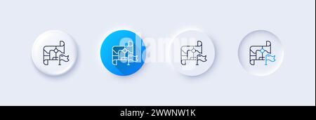 Flag on map line icon. Goal destination sign. Line icons. Vector Stock Vector