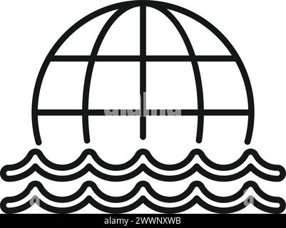 Global planet sea level rise icon outline vector. Climate change. World ecology risk Stock Vector