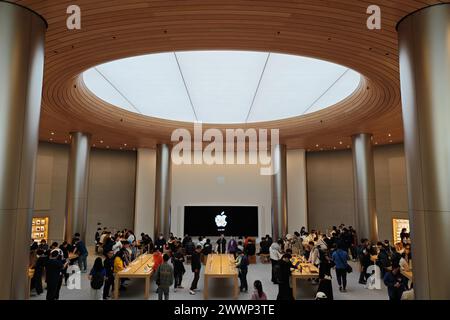 SHANGHAI, CHINA - MARCH 25, 2024 - Customers are shopping at the newly opened Apple flagship store, the largest in Asia, in Shanghai, China, March 25, Stock Photo