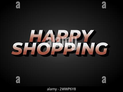 Happy Shopping. Text Effect Design In 3d Look With Eye Catching Color 