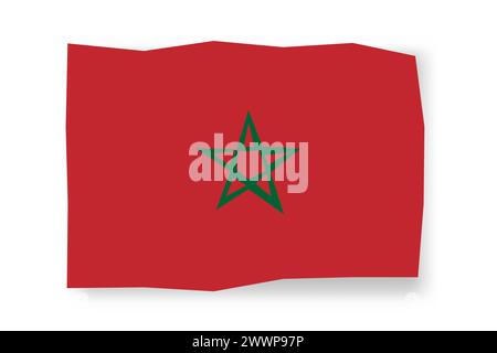 Morocco flag  - stylish flag mosaic of colorful papercuts. Vector illustration with dropped shadow isolated on white background Stock Vector