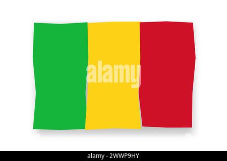 Mali flag  - stylish flag mosaic of colorful papercuts. Vector illustration with dropped shadow isolated on white background Stock Vector