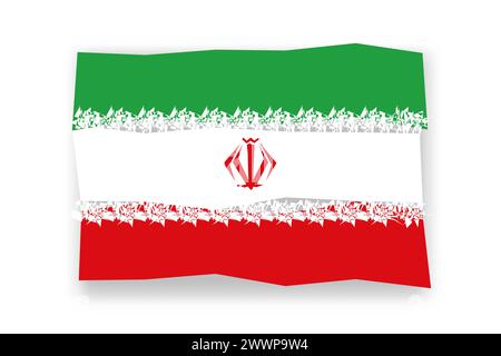 Iran flag  - stylish flag mosaic of colorful papercuts. Vector illustration with dropped shadow isolated on white background Stock Vector
