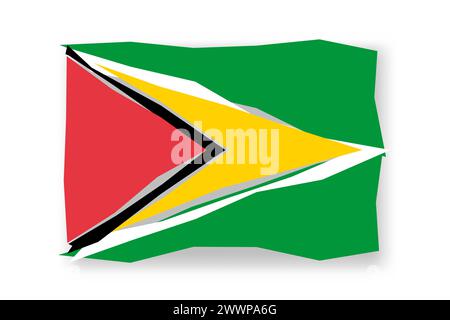 Guyana flag  - stylish flag mosaic of colorful papercuts. Vector illustration with dropped shadow isolated on white background Stock Vector