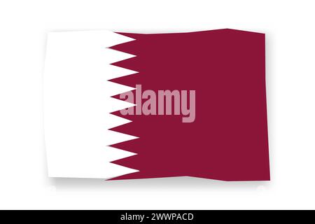 Qatar flag  - stylish flag mosaic of colorful papercuts. Vector illustration with dropped shadow isolated on white background Stock Vector