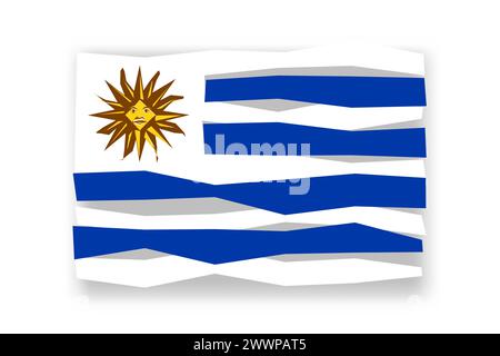 Uruguay flag  - stylish flag mosaic of colorful papercuts. Vector illustration with dropped shadow isolated on white background Stock Vector