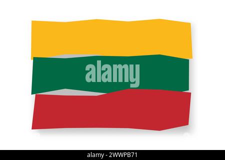 Lithuania flag  - stylish flag mosaic of colorful papercuts. Vector illustration with dropped shadow isolated on white background Stock Vector