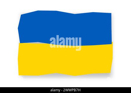 Ukraine flag  - stylish flag mosaic of colorful papercuts. Vector illustration with dropped shadow isolated on white background Stock Vector