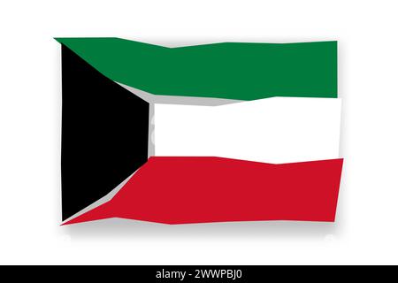 Kuwait flag  - stylish flag mosaic of colorful papercuts. Vector illustration with dropped shadow isolated on white background Stock Vector