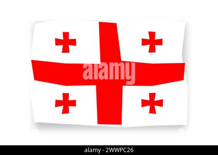 Georgia flag  - stylish flag mosaic of colorful papercuts. Vector illustration with dropped shadow isolated on white background Stock Vector