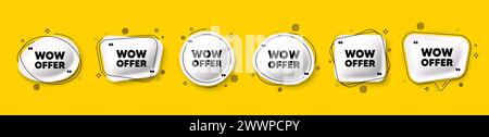 Wow offer tag. Great Sale price sign. Speech bubble 3d icons set. Vector Stock Vector