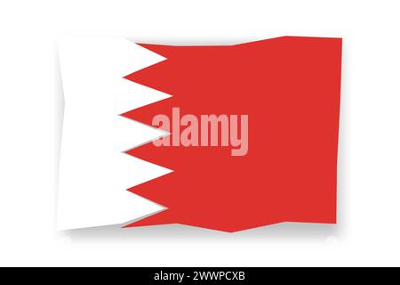 Bahrain flag  - stylish flag mosaic of colorful papercuts. Vector illustration with dropped shadow isolated on white background Stock Vector