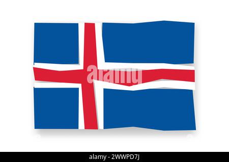 Iceland flag  - stylish flag mosaic of colorful papercuts. Vector illustration with dropped shadow isolated on white background Stock Vector