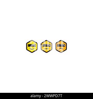 Hexagon Robot Expressions logo or icon design Stock Vector