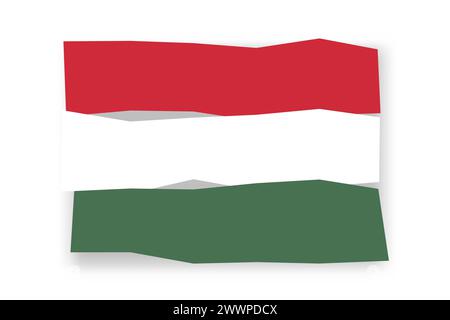 Hungary flag  - stylish flag mosaic of colorful papercuts. Vector illustration with dropped shadow isolated on white background Stock Vector